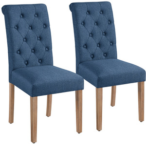 Blue Set of 2 Classic Padded High Back Dining Chair shot 6411599