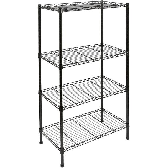Adjustable Wire Shelving Unit - 4 Tier - Black