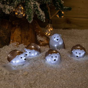 Acrylic Christmas Hedgehogs with Cool White LEDs