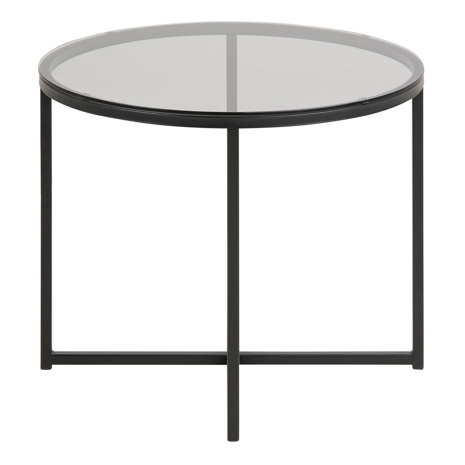 Cross Round Metal Side Table - Black