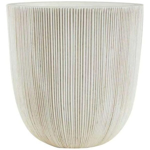 White Ridged Round Planter