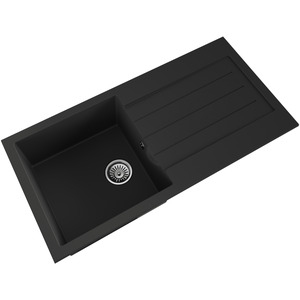 1 Bowl Composite Inset Sink Overflow Drainer Matt Black 1000x500mm
