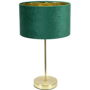Charlie Gold Stem Table Lamp with Forest Green Velvet with Gold Inner Shade
