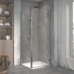 Bathroom Shower Enclosure Hinged Door 76cm wide with Side Panel