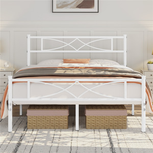 White / Double Metal Bed Frame with Curved Design shot 7449014