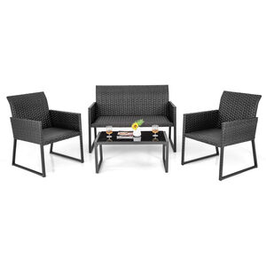 4 Pieces Wicker Patio Furniture Set
