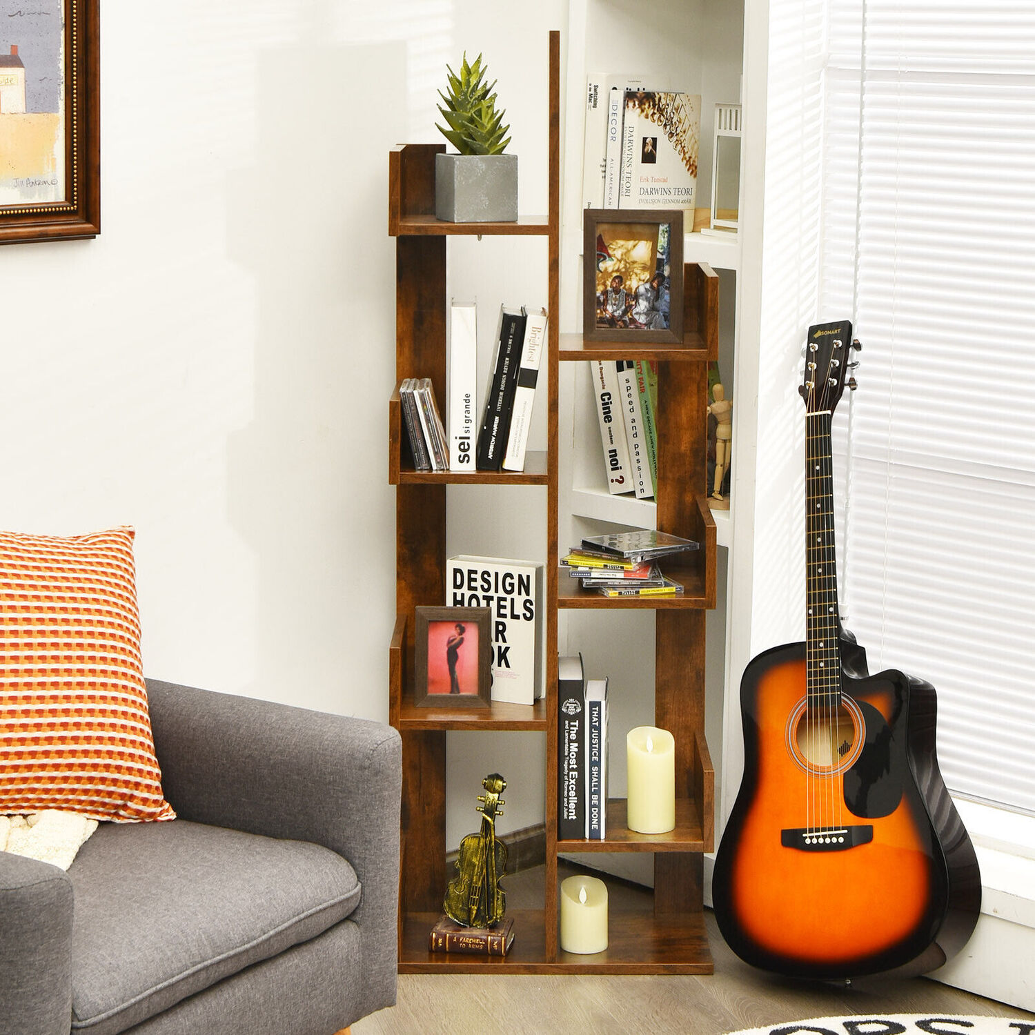 Detjer Book Rack 8-Tier Tree Bookshelf Book Display Rack