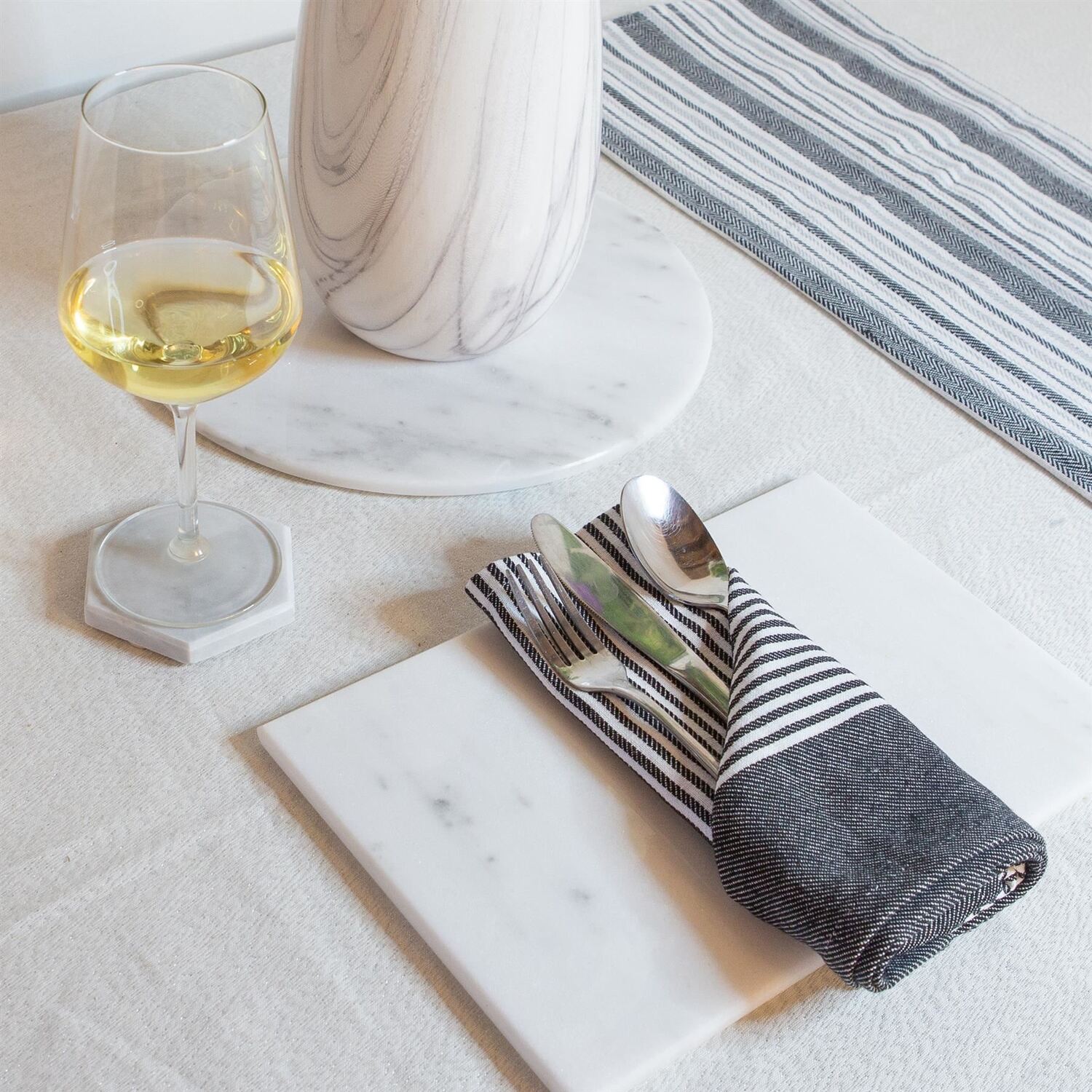Image of Rectangle Marble Placemats - White