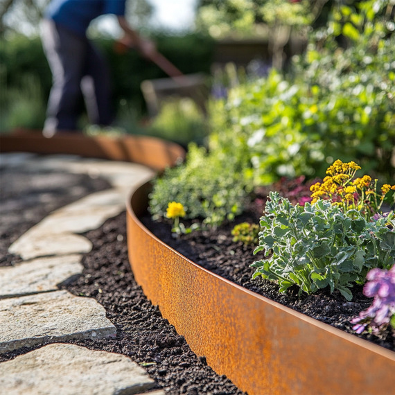 Corten Steel Lawn Edging Garden Border 5m Roll