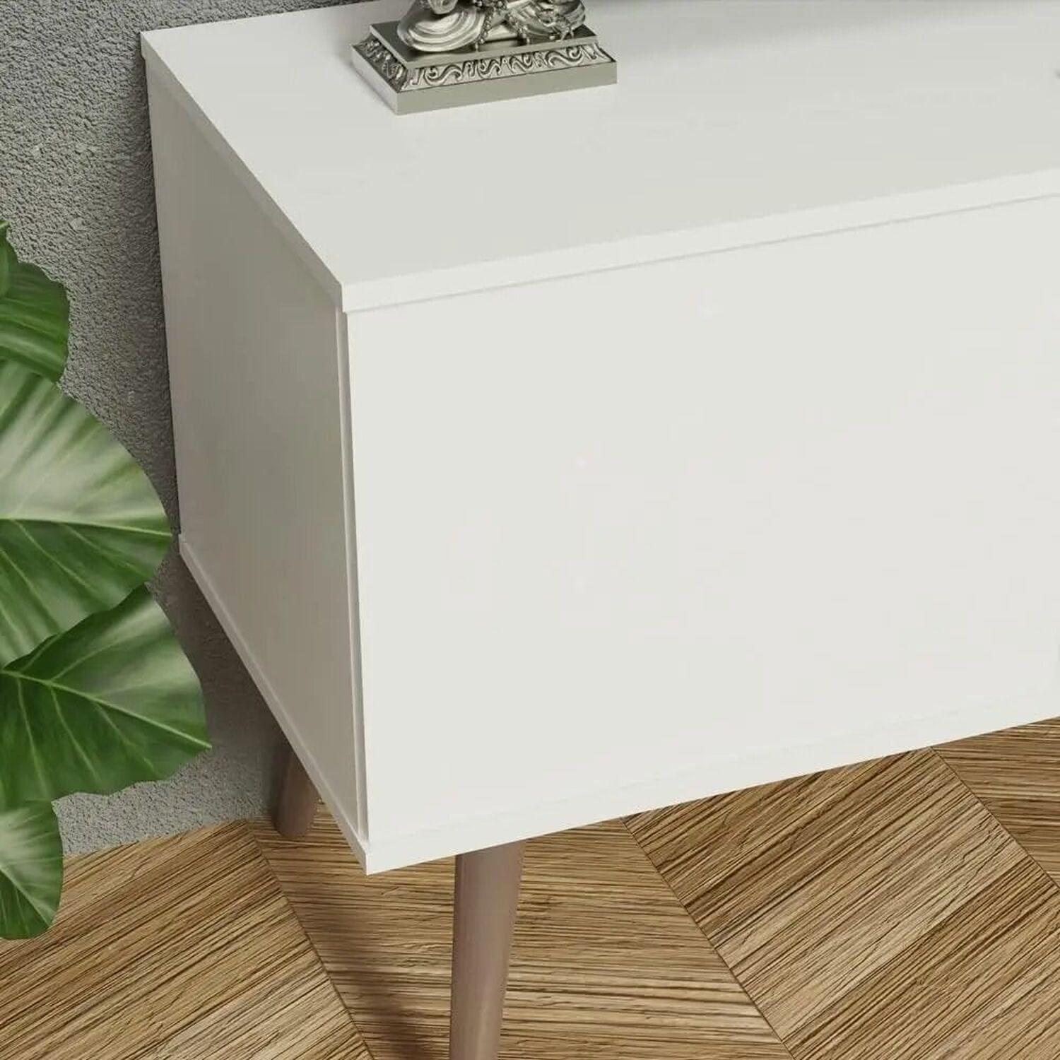 136cm Tv Stand Console With 2 Doors And 2 Shelves For 50 To 55 Inch Tvs - White