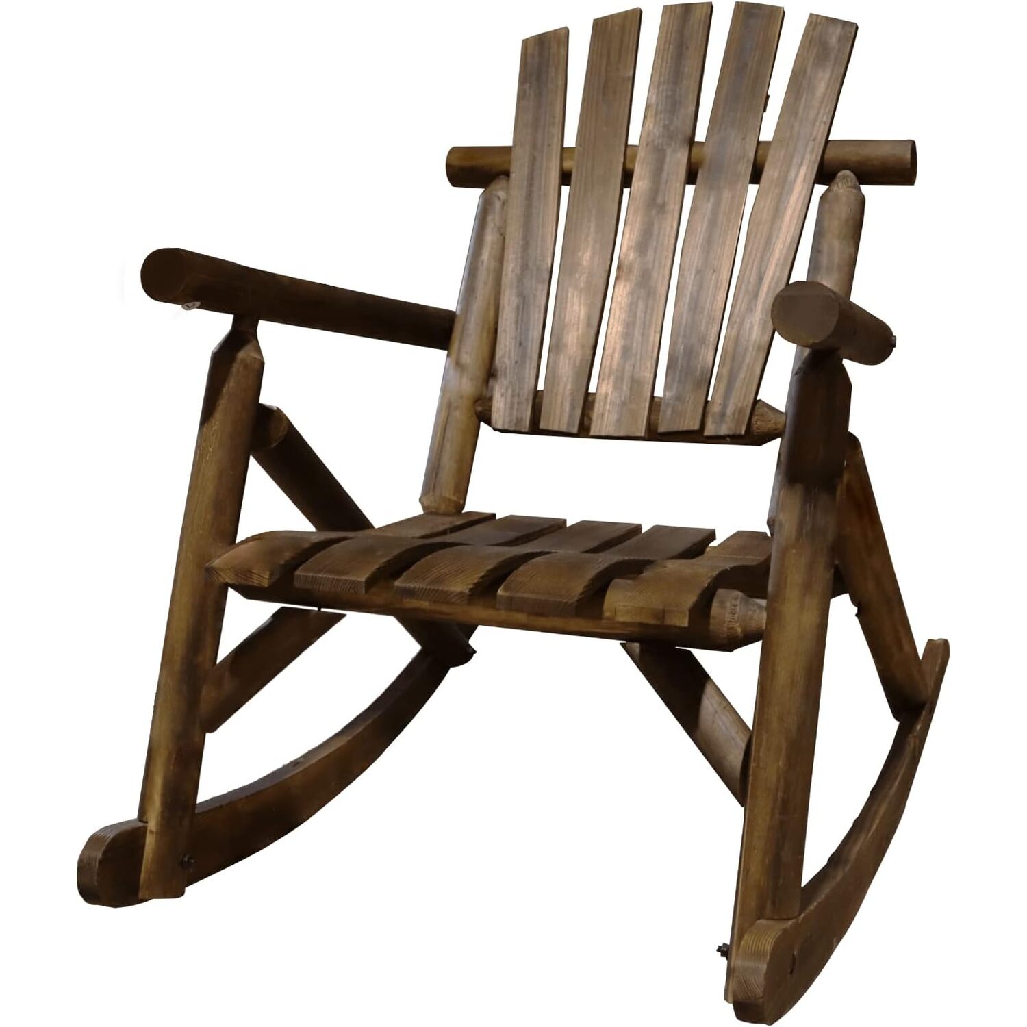Garden Rocking Chair Burntwood Wooden Rocker - Brown