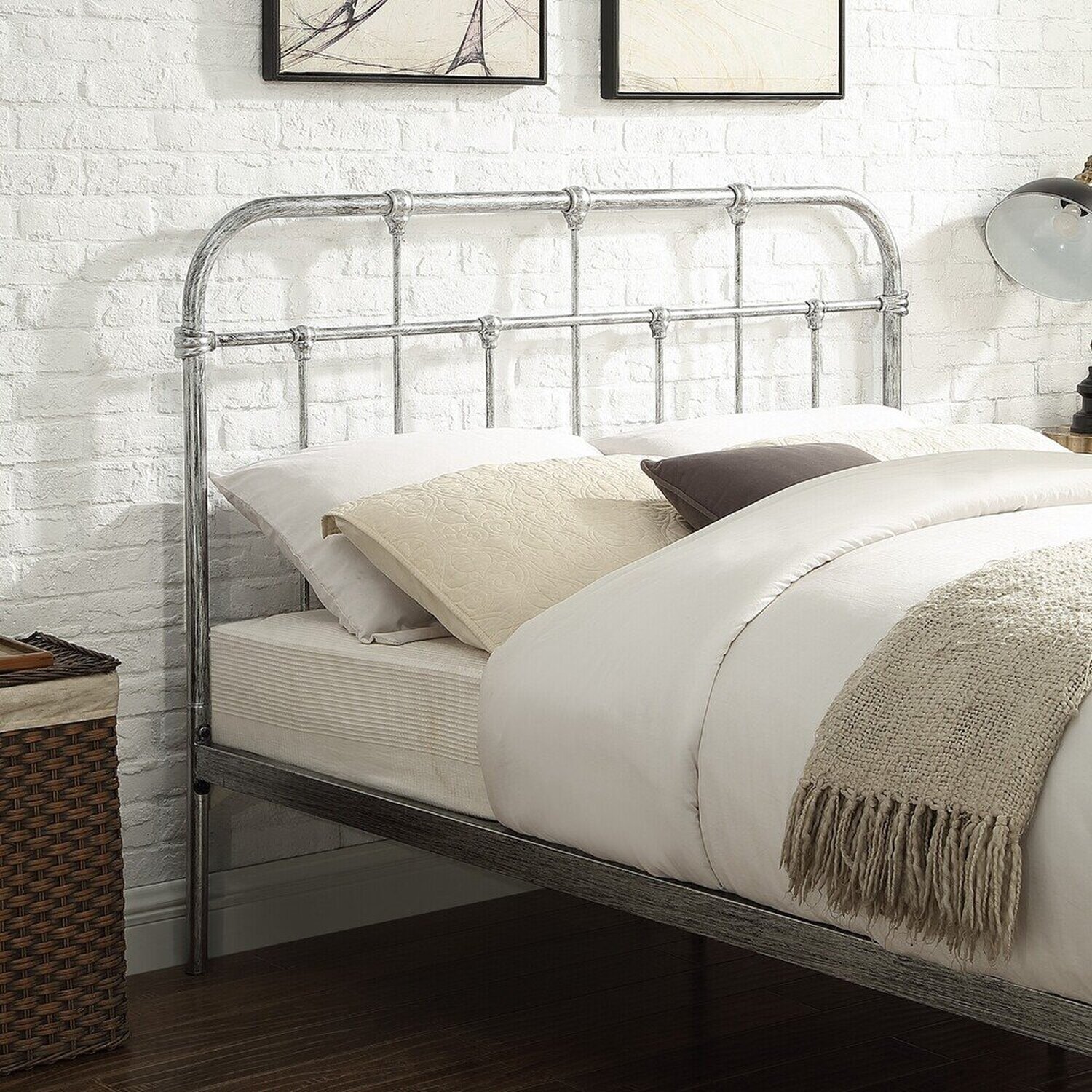 Camden Distressed Steel Effect Metal Bed Frame - Distressed Steel King