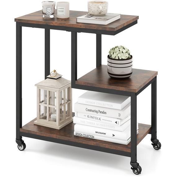 3-Tier Mobile End Table G-shaped Side Table