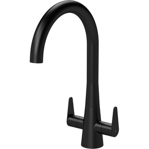 Kitchen Mono Mixer Tap with 2 Lever Handles Matt Black 398mm