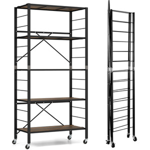 5-Tier Shelving Unit with Detachable Wheels
