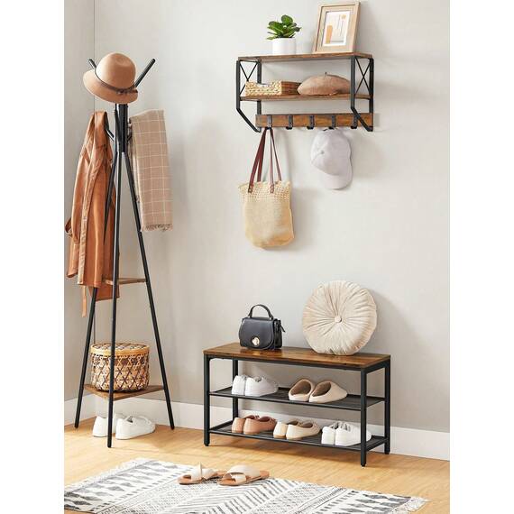 VASAGLE Shoe Bench, 2 Tier Mesh Shoe Cabinet