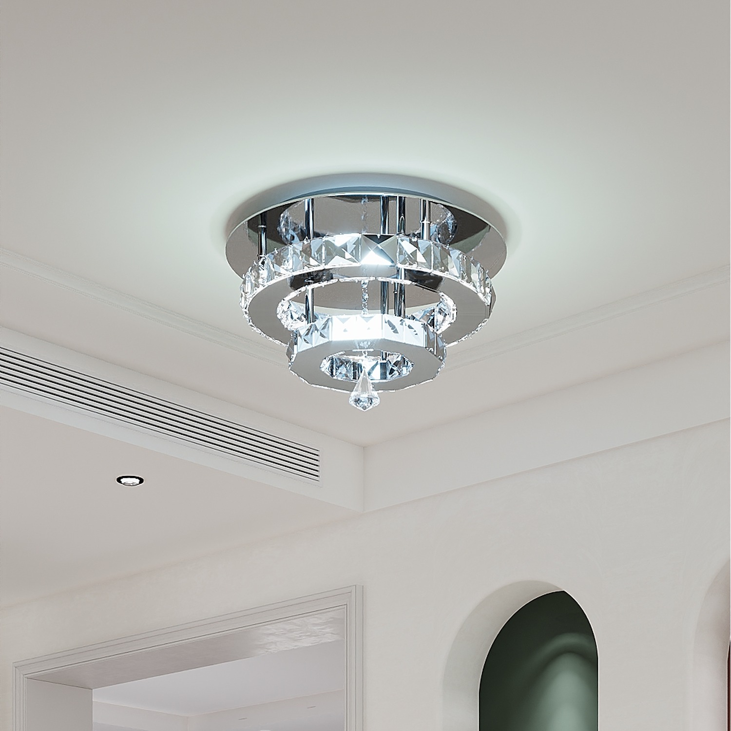 Fluid Led Ceiling Double Layer Medium Crystal LED Flush Ceiling Light