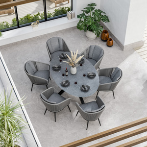 Aspen 6 Seater Ellipse Ceramic Glass Dining Set