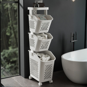 3-Tier Laundry Basket Storage Rack with Wheels