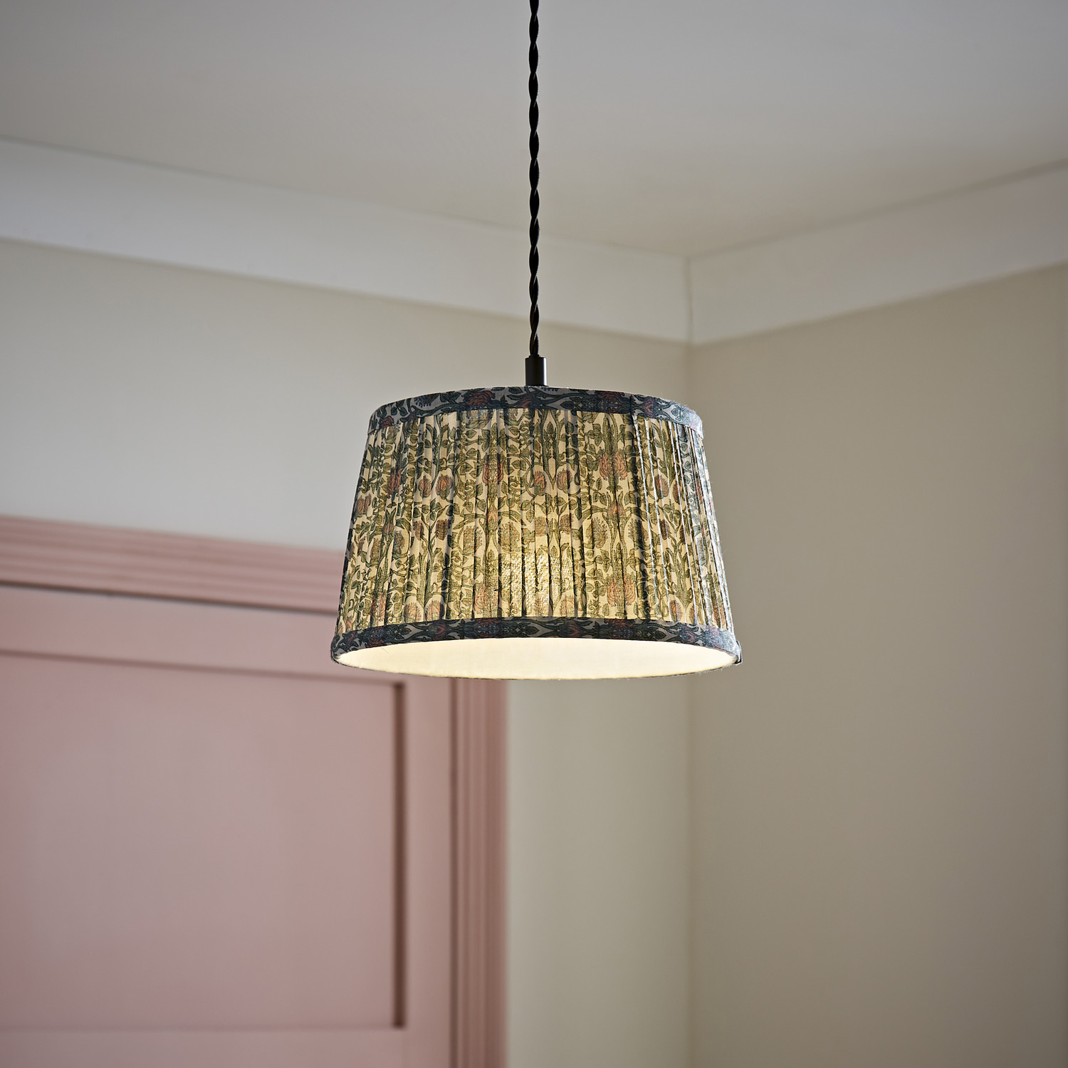 Image of Abel Small Floral Pleated Tapered Lamp&hellip;