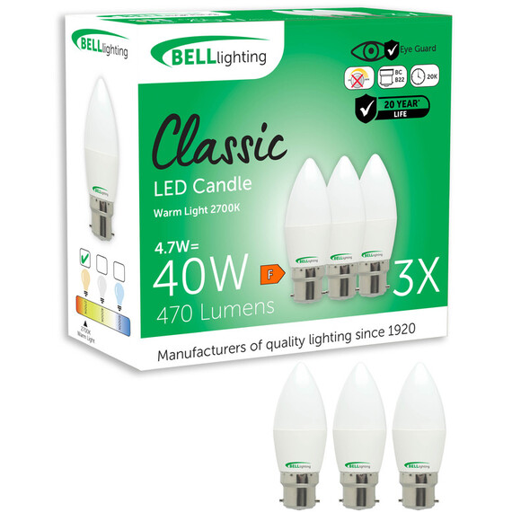 B22 Bayonet LED Candle Bulbs 4.7W Warm White Natural White Energy Saving
