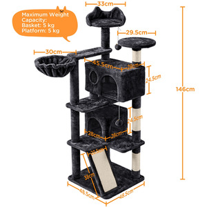 Black Yaheetech 146cm Plush Cat Tree  shot 9762700