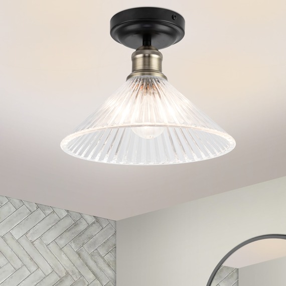 COSYLYTE Bowley Bathroom Glass Ceiling Flush Light