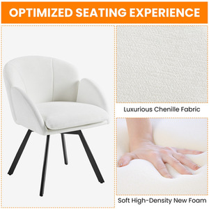 White Yaheetech Vanity Chair Armchair with Swivel Seat shot 9978971