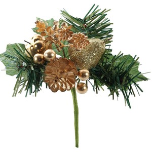 Artificial Pear and Berry Gold Pick - H16cm