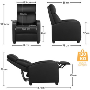 Black / PU Leather, Composite Board, Foam, Iron Yaheetech Upholstered Armchair Recliner Chair shot 10324391