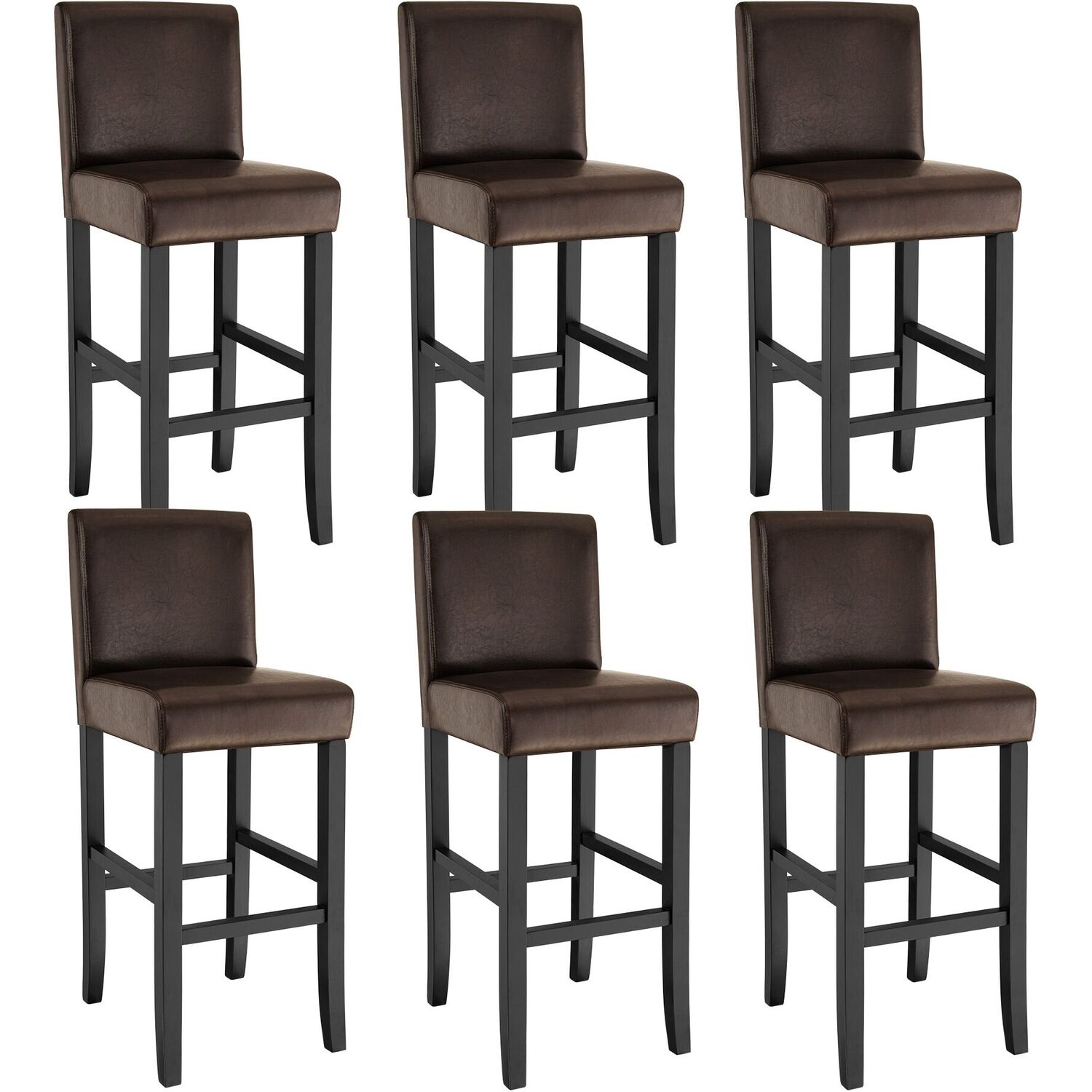 Bar Stool Padded Backrest With Footrests - Brown