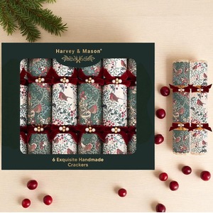 6 Exquisite Robin Christmas Crackers Traditional Red Green White