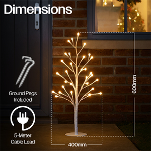 Xmas Haus 60cm 48 Warm WhiteW Micro Led Tree White 5M Lead
