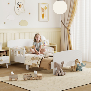 AIYAPLAY Kids Bed Frame with Safety Side Rails for Girls and Boys