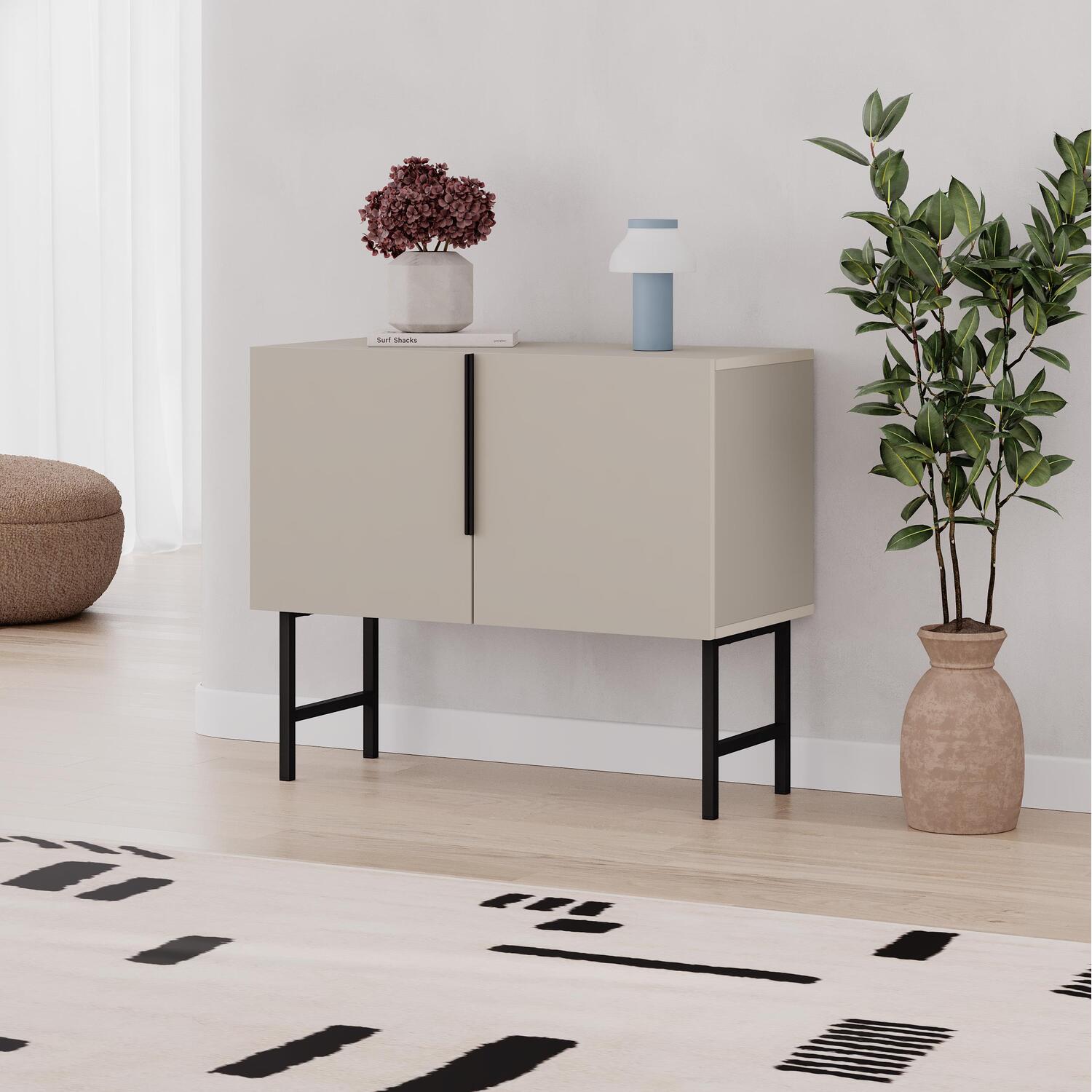 Decortie Modern Tona Sideboard Cabinet with 2 Soft-Close Doors - Sandstone