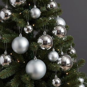 30 Silver Baubles Christmas Tree Decorations Shatterproof 4cm 5cm 6cm