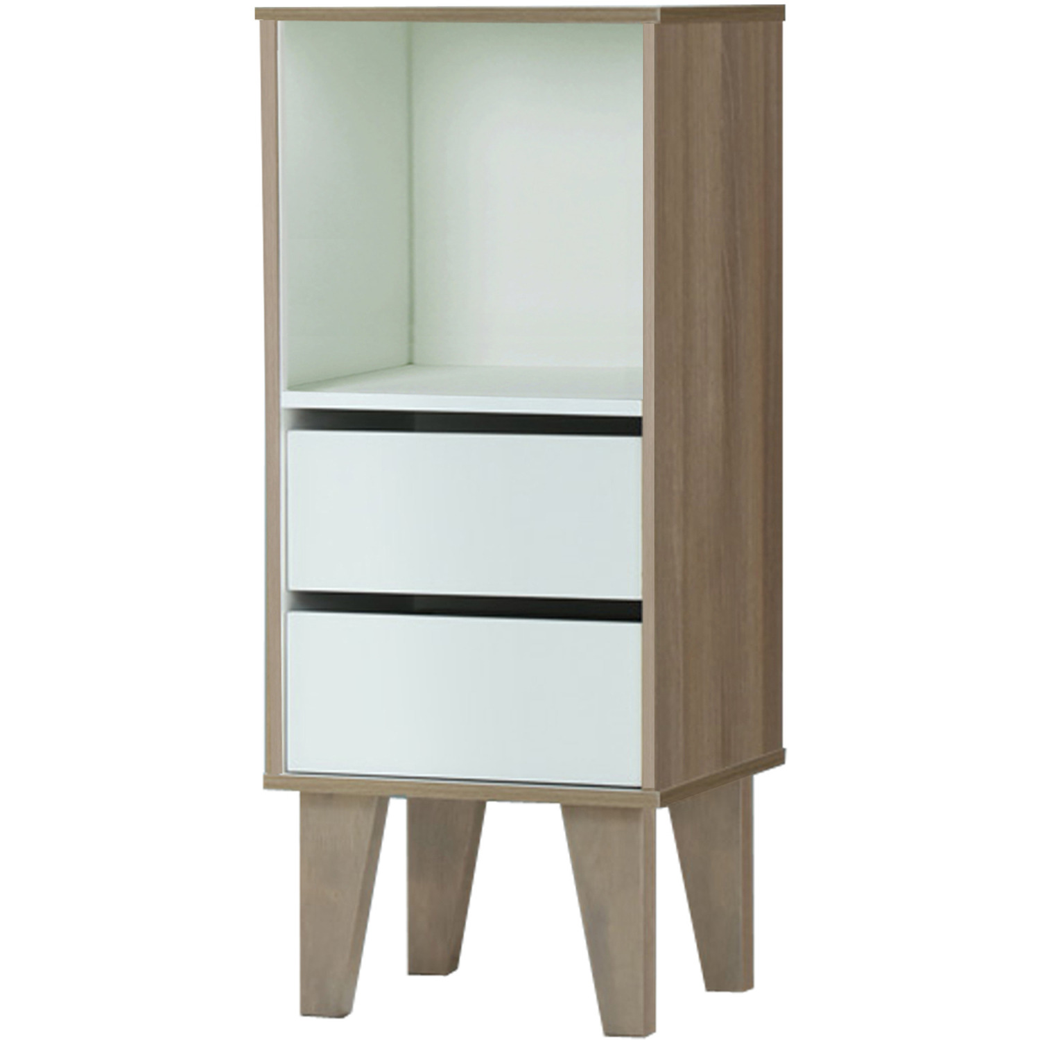 Ruby Bookcase With 2 Drawers In White Walnut - White Walnut