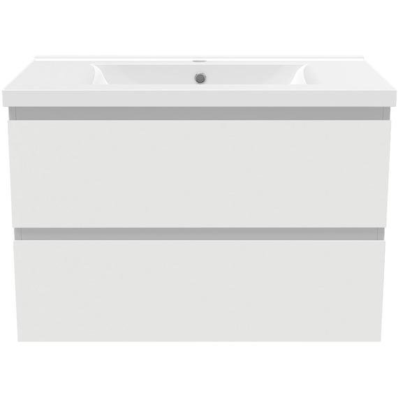 800mm Vanity Unit with Basin Gloss White Ceramic Wall Hung Bathroom Cabinet