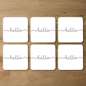 Text Hello Designer Coaster Set