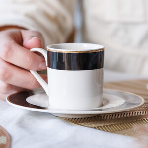 Luxe Deco China Espresso Cups and Saucers, Set of 2, 100ml
