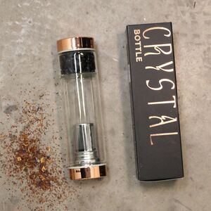 Crystal Glass Tea Infuser Bottle Rose Gold Onyx