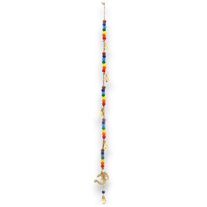 Indian Chimes Brass OM with Chakra Beads String Bells Gold