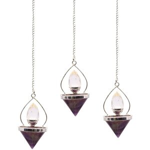 Gemstone Lantern of Life Pendulum Amethyst  Rock Quartz
