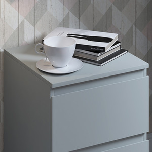 Grey FWStyle Matt Finish 2 Drawer Bedside Table Deep Nightstand shot 12395874