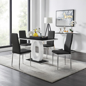 Giovani Glass Dining Table With Four Milan Chairs Set