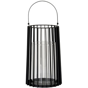 Lynk Large Metal Lantern with Handle Glass Candle Holder