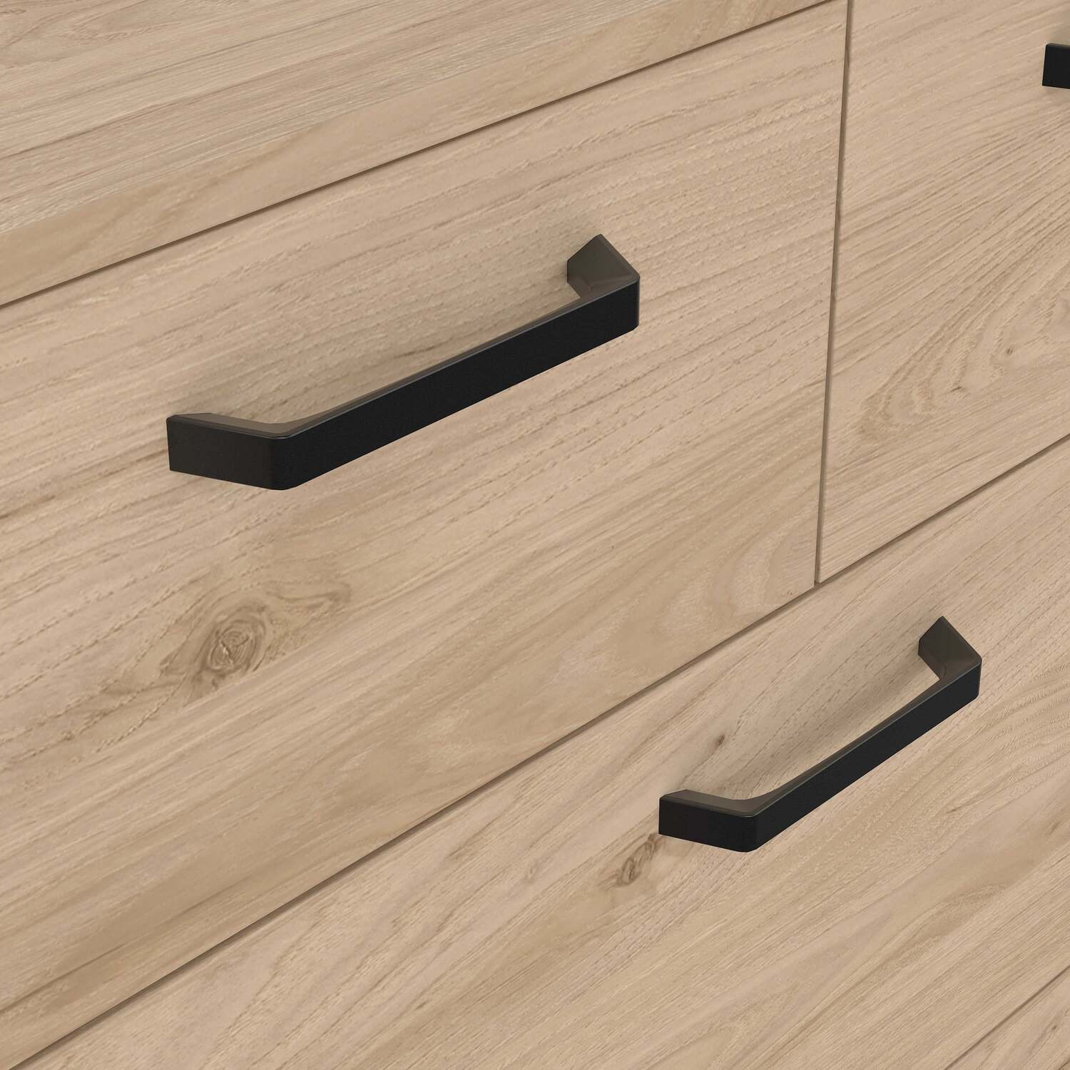 Wyld Haus Stuttgart 5-Drawer Chest, Natural Oak with Black Metal Handles - Natural