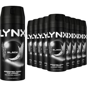 Lynx Black Body Spray Deodorant 48Hrs High Definition Fragrance 150ml, 36 Pack