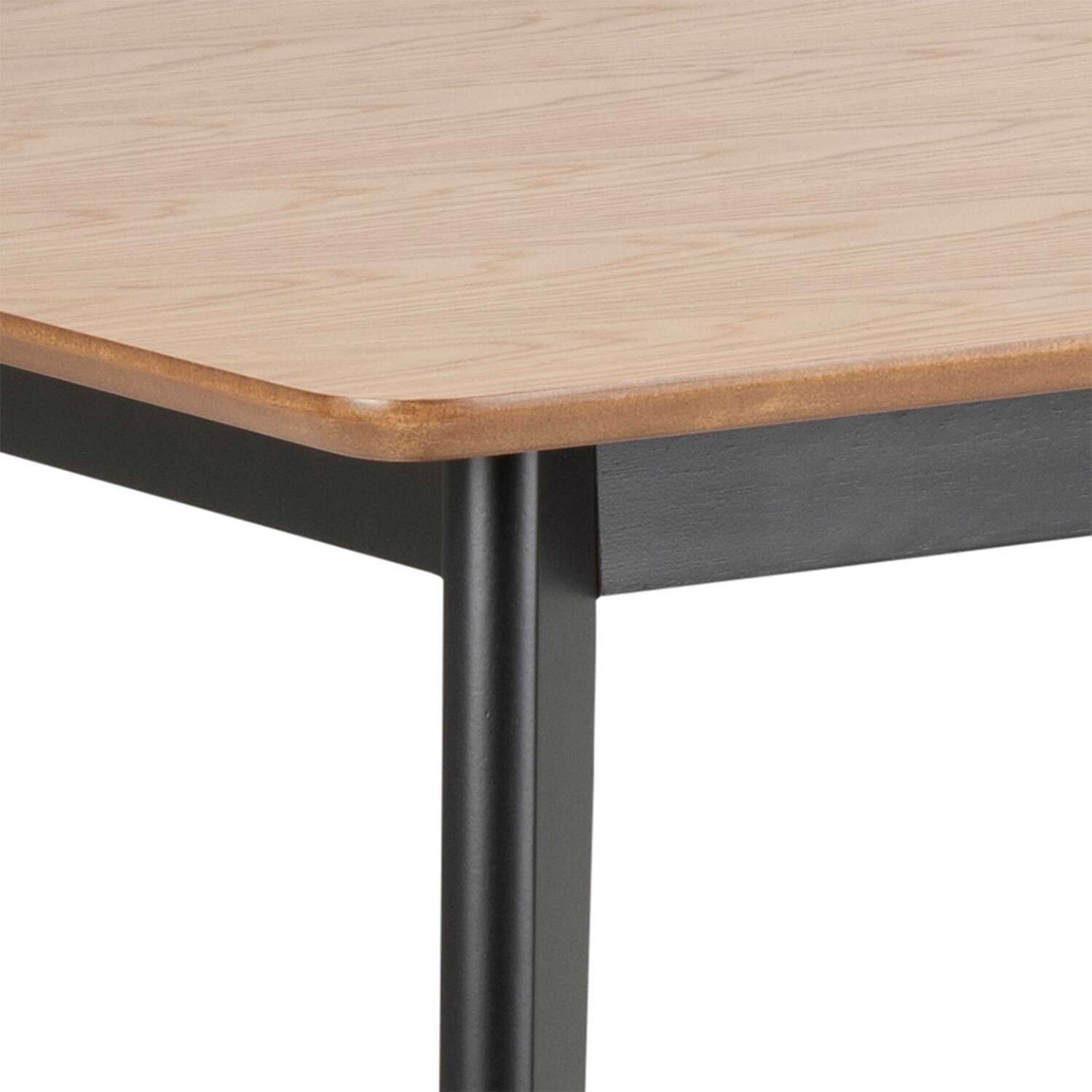 Krakow 5-piece Dining Set - Oak-effect Table And 4 Black Chairs - Black And Natural