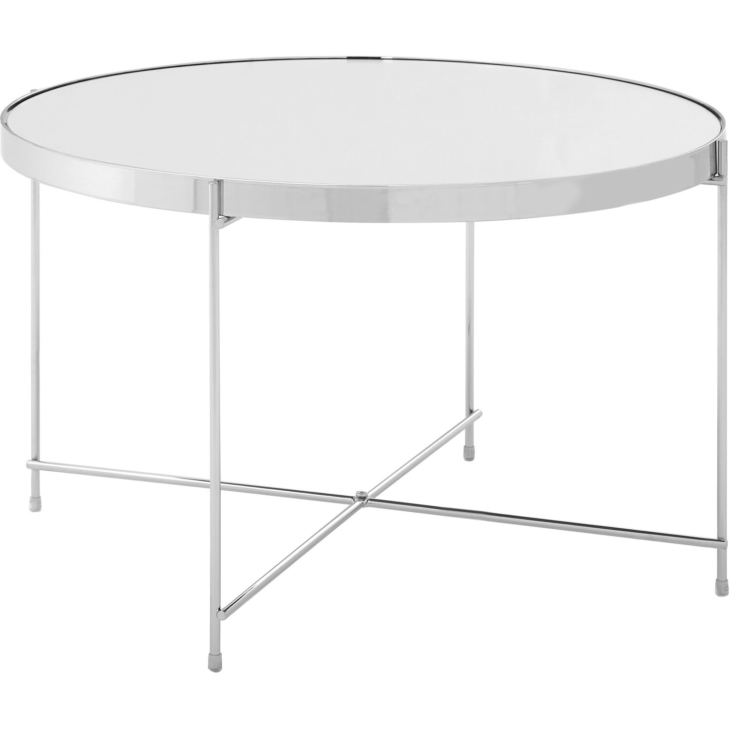 Allure Large Silver Mirror Side Table - Silver